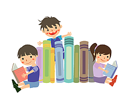 卡通讀書兒童圖片
