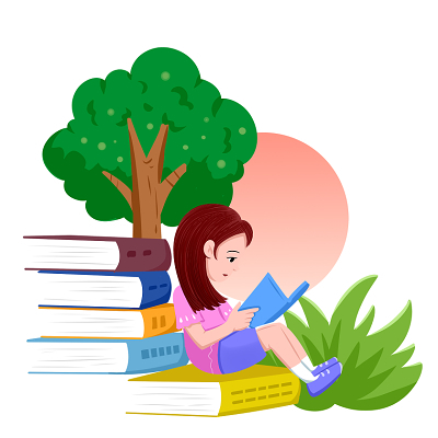 卡通人物兒童讀書學習讀書日